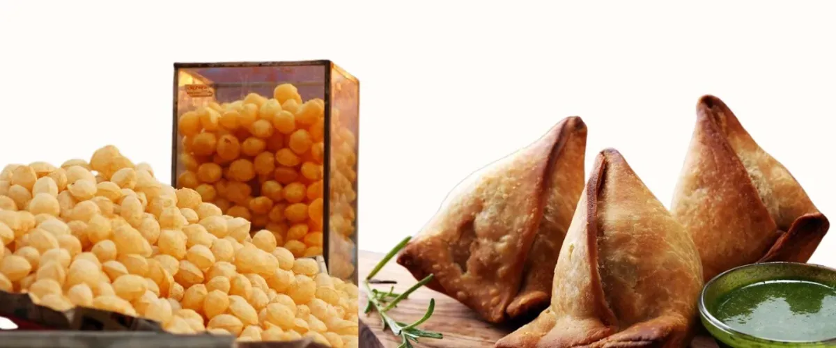 Jaipur street food: pani puri, samosas and chutney