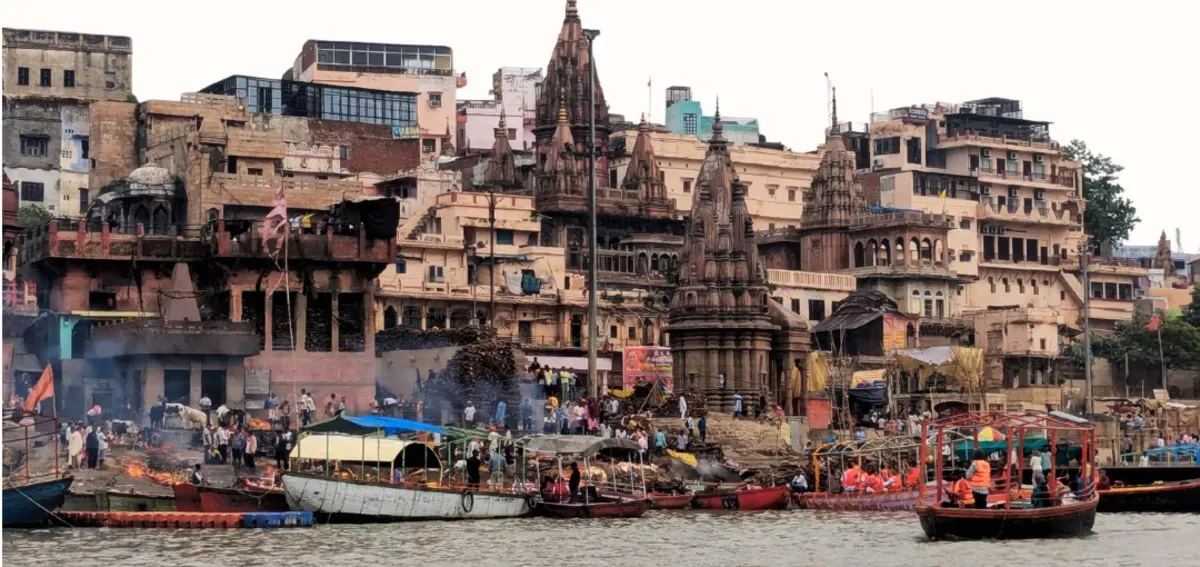 Dawn over the ghats of Varanasi on the Ganges