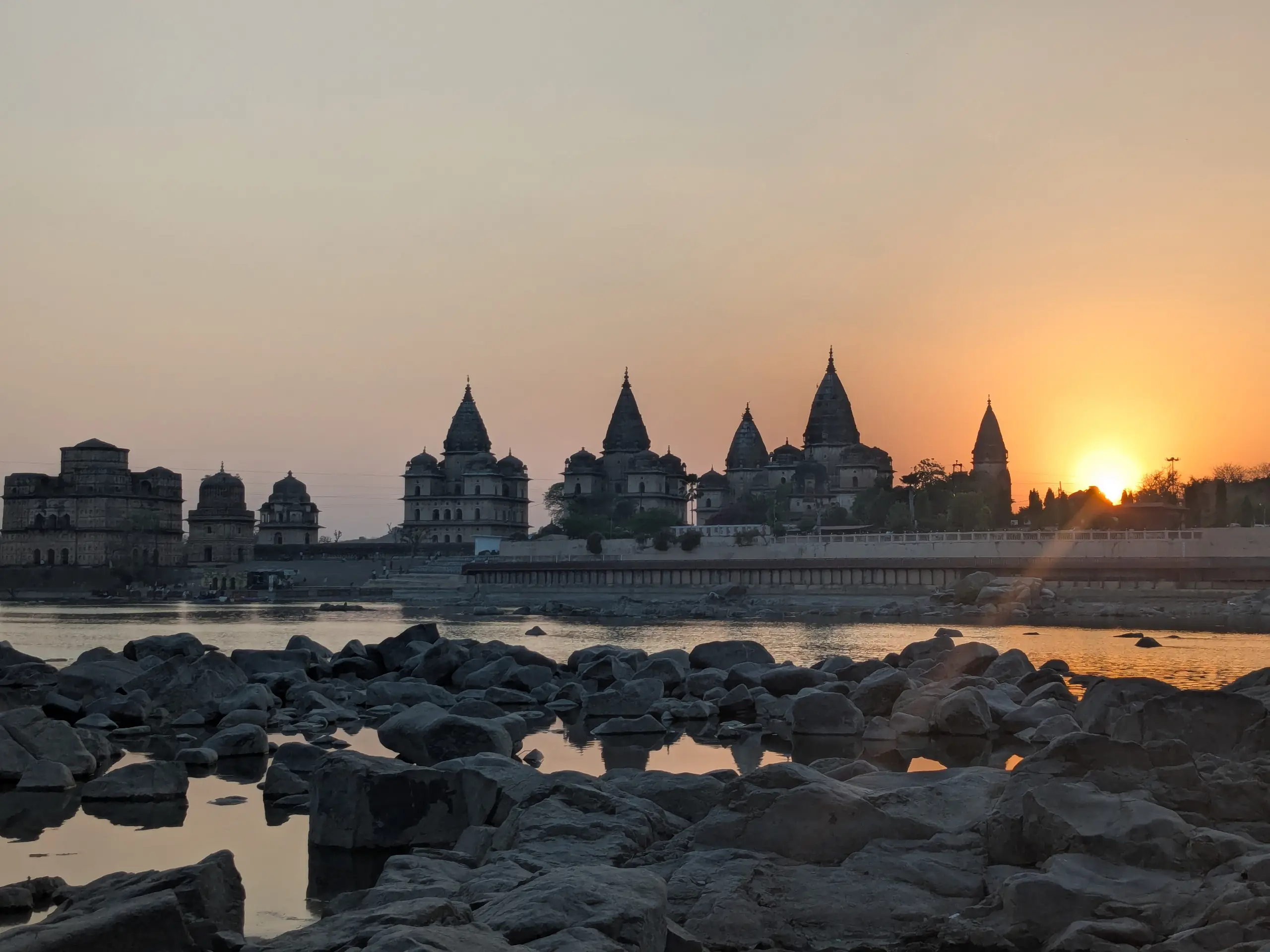Carved sandstone cenotaphs in Rajasthan, North India
